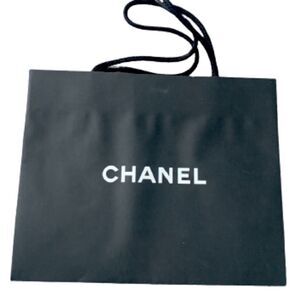 CHANEL Empty Gift Shopping Bag – Black with Logo, 12” x 9.5” – Authentic